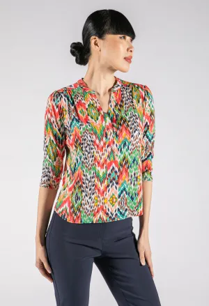 Abstract Print V Neckline Top