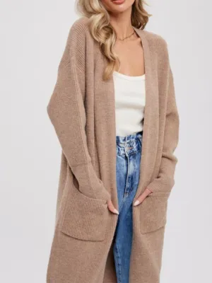 Jessica Ribbed Knit Cardigan - Latte