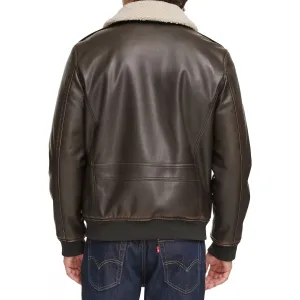 Levi's Men's Faux Leather Bomber Jacket, Dark Brown