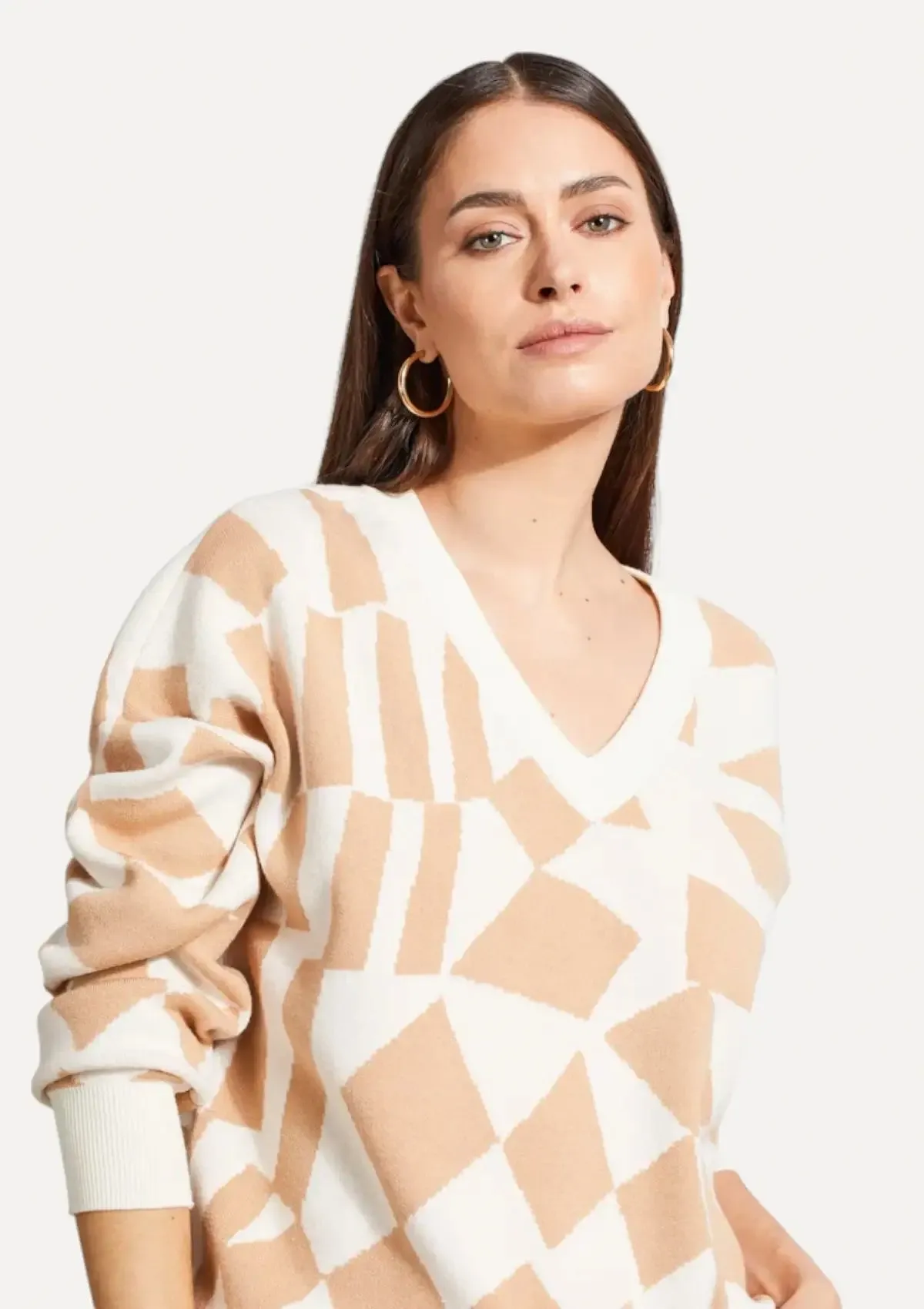 Novah Jacquard Sweater - Beige