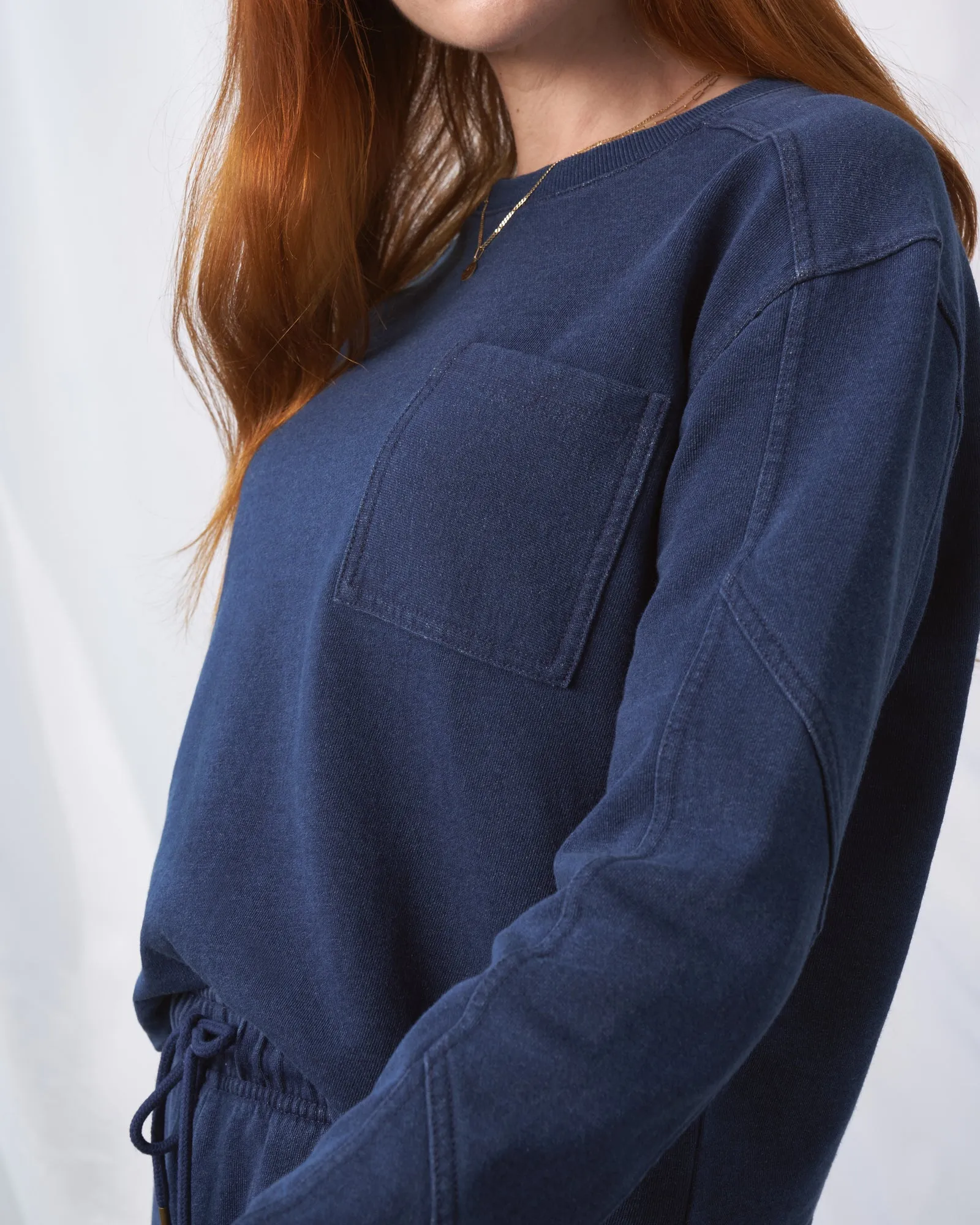 Organic Indigo Cropped Sweatshirt